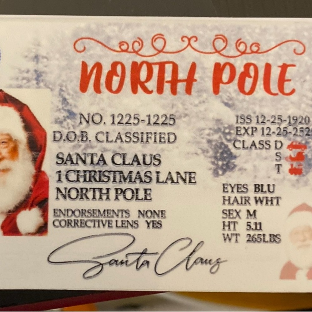 Santa Claus North Pole ID Card